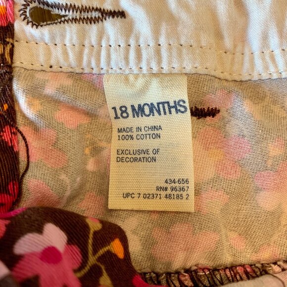 OSHKOSH Vintage Floral Overall Dress Girls 18 M Cotton Ruffles Vestback Toddler - Picture 7 of 7